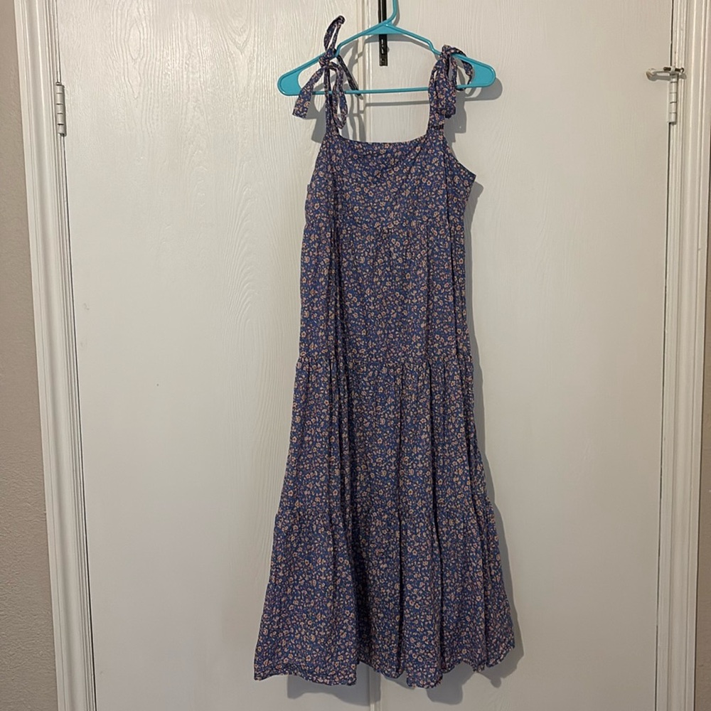 Madewell blue floral tiered maxi dress